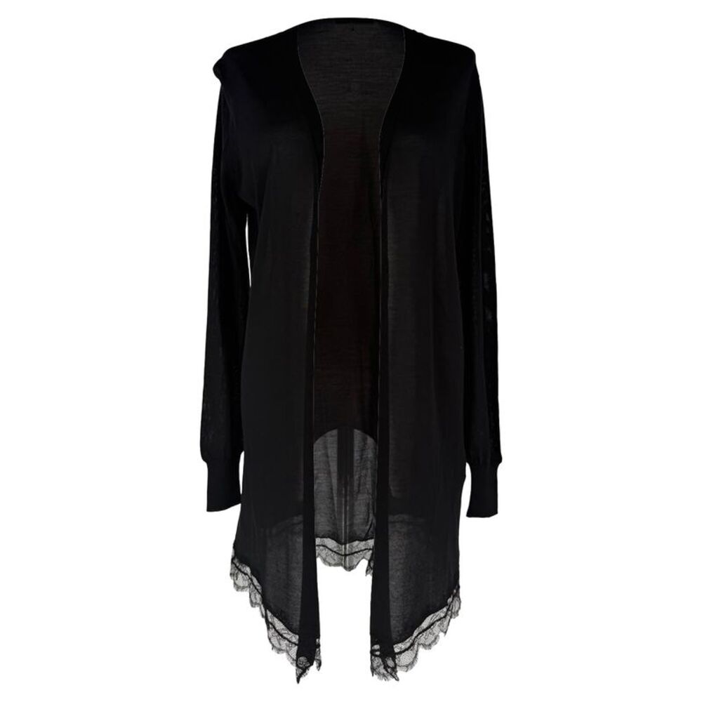 Emilio Pucci Lace-Trimmed Open Cardigan in Black Silk